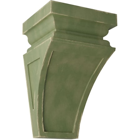 Ekena Millwork 5"W x 5 3/4"D x 10"H Medium Nevio Wood Vintage Decor Corbel, Restoration Green CORWD05X05X10NEGR